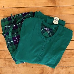 L.L.Bean green plaid PJ set - never worn!